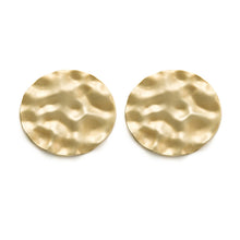 Load image into Gallery viewer, Simple Oversized Hammered Coin Disc Stud Earrings Vintage Brass Minimalist Earrings