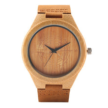 Load image into Gallery viewer, Wooden Watch Men Leather Band Quartz Bamboo Watches