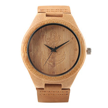 Load image into Gallery viewer, Wooden Watch Men Leather Band Quartz Bamboo Watches