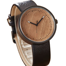 Load image into Gallery viewer, Natural Wood Leather Strap Smodern Stylish Wooden Unisex Quartz Minimalist Watches