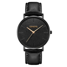 Load image into Gallery viewer, Simple Style Black Men Watches Minimalist Casual Leather Clock