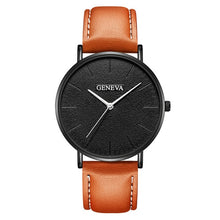 Load image into Gallery viewer, Simple Style Black Men Watches Minimalist Casual Leather Clock