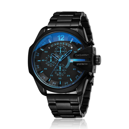 Black Stainless Steel Watchband Quartz Watch