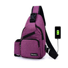 Load image into Gallery viewer, Messenger Bag USB Charging Earphone Hole Teenagers Single Shoulder Bag