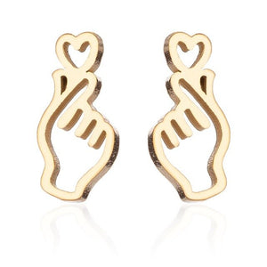 Romantic Gold Hand Earring in Stud Earrings Minimalist